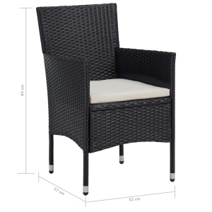 Set mobilier de exterior, 5 piese, negru, poliratan și sticlă - Img 10