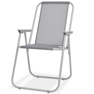 Set mobilier de exterior, 6 piese, gri, oțel și textilenă - Img 6