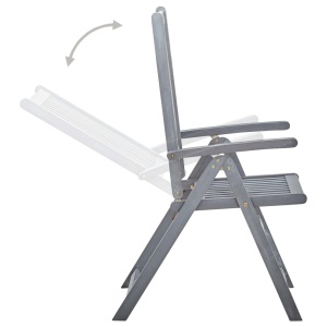 Set mobilier de exterior, 7 piese, gri, lemn masiv de acacia - Img 5