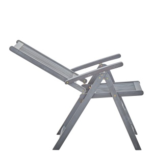Set mobilier de exterior, 7 piese, gri, lemn masiv de acacia - Img 8