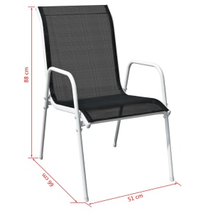 Set mobilier de exterior, 7 piese, negru, oțel - Img 5