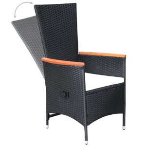 Set mobilier de exterior 7 piese negru poliratan lemn de acacia - Img 6