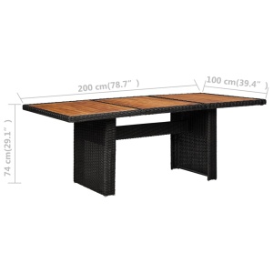 Set mobilier de exterior, 7 piese, negru, poliratan - Img 6