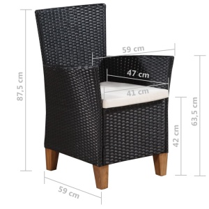 Set mobilier de exterior, 7 piese, negru și maro, poliratan - Img 7