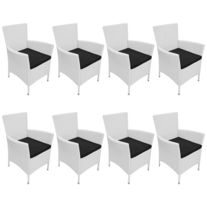 Set mobilier de exterior, 9 piese, alb crem, poliratan - Img 8