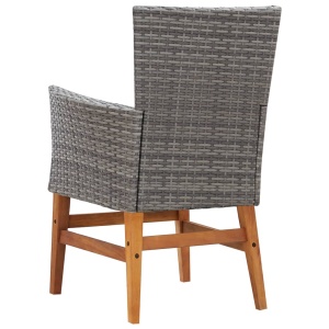 Set mobilier de exterior, 9 piese, gri, poliratan, lemn acacia - Img 12