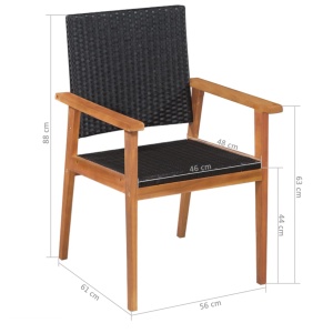 Set mobilier de exterior, 9 piese, negru și maro, poliratan - Img 6