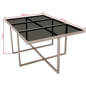 Set mobilier de exterior cu perne, 11 piese, bej, poliratan - Img 10