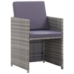 Set mobilier de exterior cu perne, 11 piese, gri, poliratan - Img 6