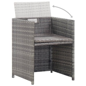Set mobilier de exterior cu perne, 11 piese, gri, poliratan - Img 12