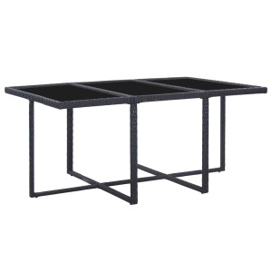 Set mobilier de exterior cu perne, 11 piese, negru, poliratan - Img 4