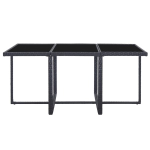 Set mobilier de exterior cu perne, 11 piese, negru, poliratan - Img 8