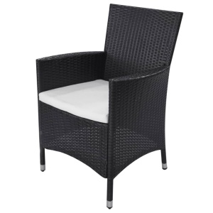 Set mobilier de exterior cu perne, 11 piese, negru, poliratan - Img 5