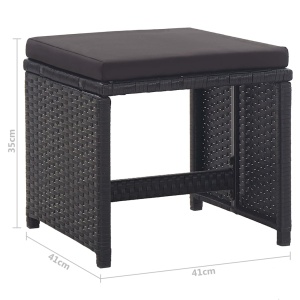 Set mobilier de exterior cu perne, 11 piese, negru, poliratan - Img 11
