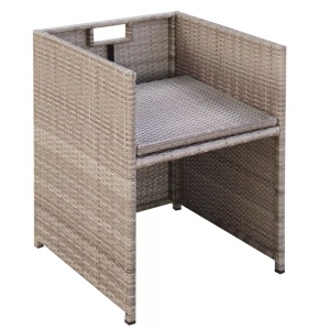 Set mobilier de exterior cu perne, 13 piese, bej, poliratan - Img 6