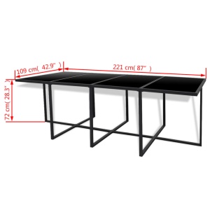 Set mobilier de exterior cu perne, 13 piese, negru, poliratan - Img 6