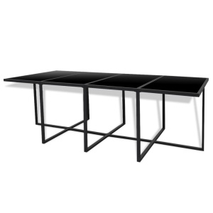 Set mobilier de exterior cu perne, 13 piese, negru, poliratan - Img 8