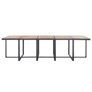 Set mobilier de exterior cu perne, 15 piese, negru, poliratan - Img 4