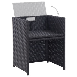 Set mobilier de exterior cu perne, 15 piese, negru, poliratan - Img 10