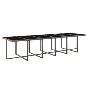 Set mobilier de exterior cu perne, 17 piese, maro, poliratan - Img 3