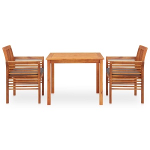 Set mobilier de exterior cu perne 3 piese, lemn masiv de acacia - Img 2