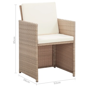 Set mobilier de exterior cu perne, 5 piese, bej, poliratan - Img 10