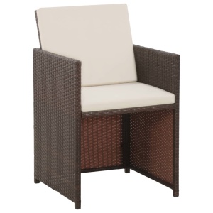 Set mobilier de exterior cu perne, 5 piese, maro, poliratan - Img 3