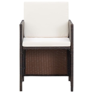 Set mobilier de exterior cu perne, 5 piese, maro, poliratan - Img 6