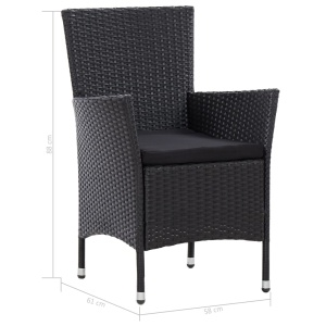 Set mobilier de exterior cu perne, 5 piese, negru, poliratan - Img 11