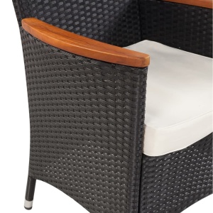 Set mobilier de exterior cu perne, 5 piese, negru, poliratan - Img 4