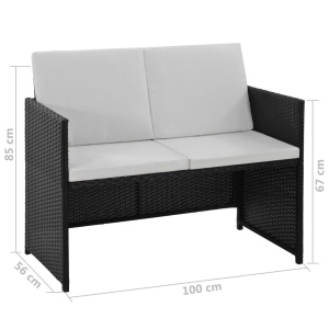Set mobilier de exterior cu perne, 6 piese, negru, poliratan - Img 9