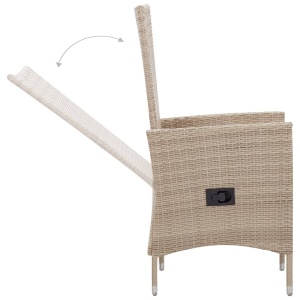 Set mobilier de exterior cu perne, 7 piese, bej, poliratan - Img 5
