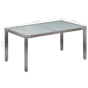 Set mobilier de exterior cu perne, 7 piese, gri, poliratan - Img 5