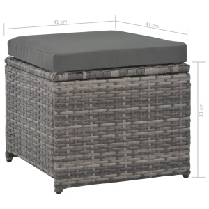 Set mobilier de exterior cu perne, 7 piese, gri, poliratan - Img 10