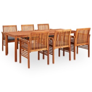 Set mobilier de exterior cu perne 7 piese, lemn masiv de acacia