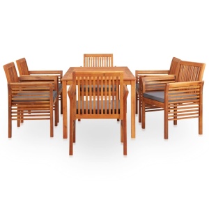 Set mobilier de exterior cu perne 7 piese, lemn masiv de acacia - Img 3