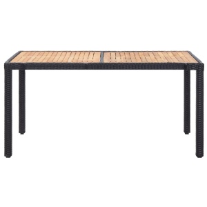 Set mobilier de exterior cu perne, 7 piese, negru, poliratan - Img 2