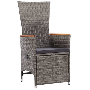 Set mobilier de exterior cu perne, 9 piese, gri, poliratan - Img 7