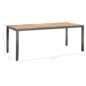 Set mobilier de exterior cu perne, 9 piese, gri, poliratan - Img 10
