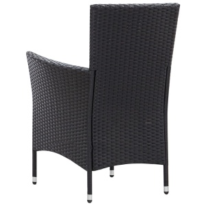 Set mobilier de exterior cu perne, 9 piese, negru, poliratan - Img 7