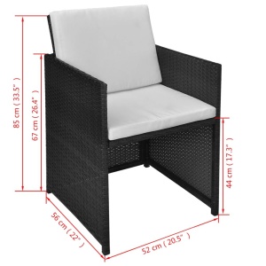 Set mobilier de exterior cu perne, 9 piese, negru, poliratan - Img 6