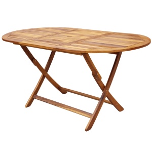 Set mobilier de exterior pliabil, 7 piese, lemn masiv de acacia - Img 2