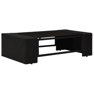 Set mobilier de grădină, 5 piese, negru, poliratan - Img 3