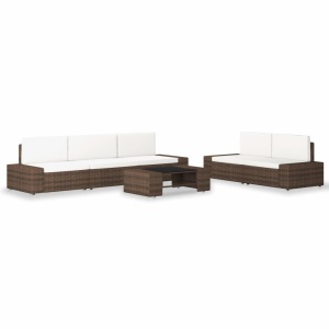 Set mobilier de grădină, 6 piese, maro, poliratan