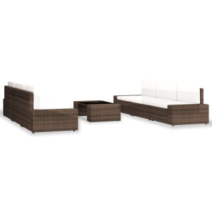 Set mobilier de grădină, 7 piese, maro, poliratan - Img 2