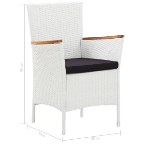 Set mobilier de grădină, 9 piese, alb, poliratan - Img 11