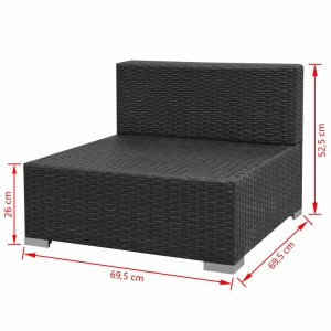 Set mobilier de grădină cu baldachin, 7 piese, negru, poliratan - Img 10