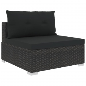 Set mobilier de grădină cu perne, 10 piese, negru, poliratan - Img 5