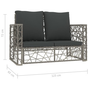 Set mobilier de grădină cu perne, 2 piese, gri, poliratan - Img 6