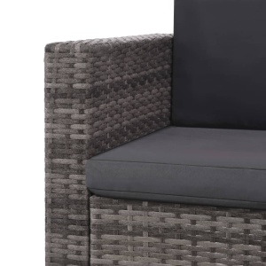 Set mobilier de grădină cu perne, 2 piese, gri, poliratan - Img 5